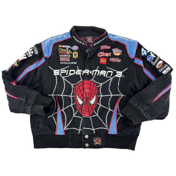 JH Design Richard Petty Racing #43 Spiderman 3 Nascar Jacket Boys Large 9-10 - Picture 1 of 16